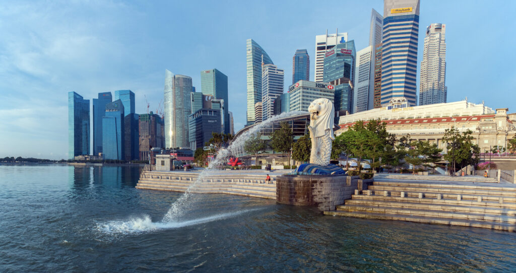 Singapore city and landmark Merlion