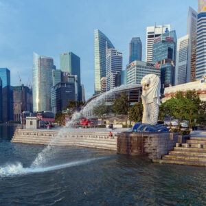 Singapore city and landmark Merlion