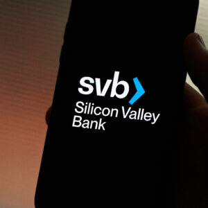 Silicon Valley Bank logo on smartphone