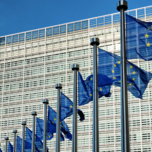 EU flags in front of EC building