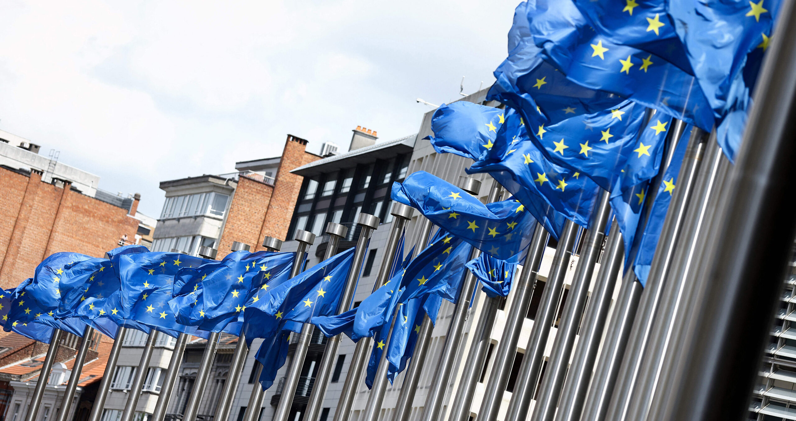 Flags flying outside the European Commission hq