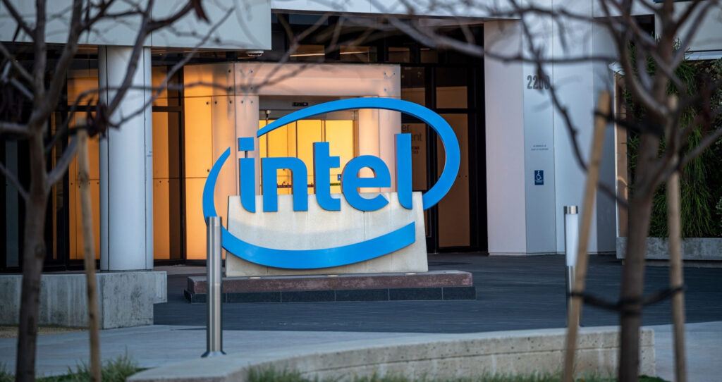 Signage outside Intel headquarters