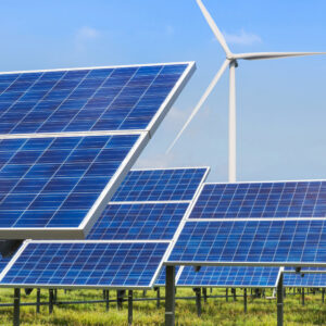 Solar panels and wind turbines