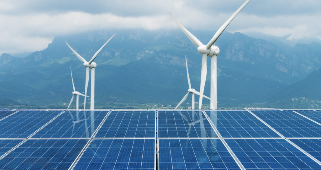 Renewable energy_solar panels and wind turbines
