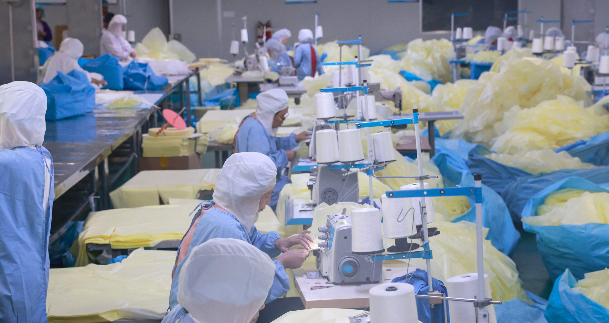 Workers in eastern Jiangsu province produce medical supplies for export. Recent concerns in the west about an over-reliance on China for some critical materials has been a reason for companies to amend supply chains (Photo: STR/AFP via Getty Images) 
