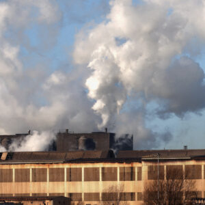 Emissions from chimneys at a factory in France