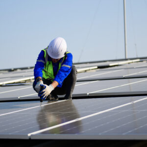 Installing solar panels on rooftop