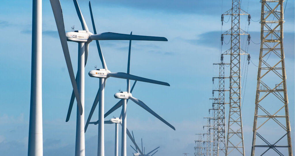 Wind turbines generate electricity