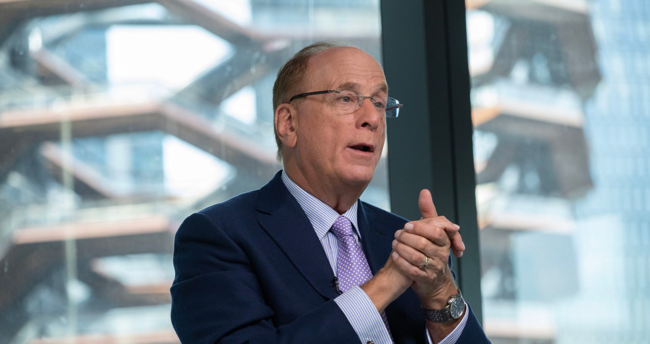 The paper acknowledges that even supporters of ESG want a new name and cites BlackRock’s Larry Fink, pictured, saying last year the term had become “weaponised” (Photo: Victor J. Blue/Bloomberg) 