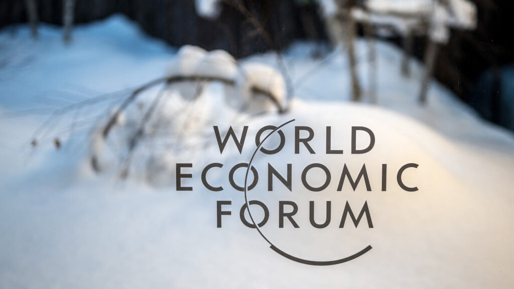 World Economic Forum logo at Davos 2024
