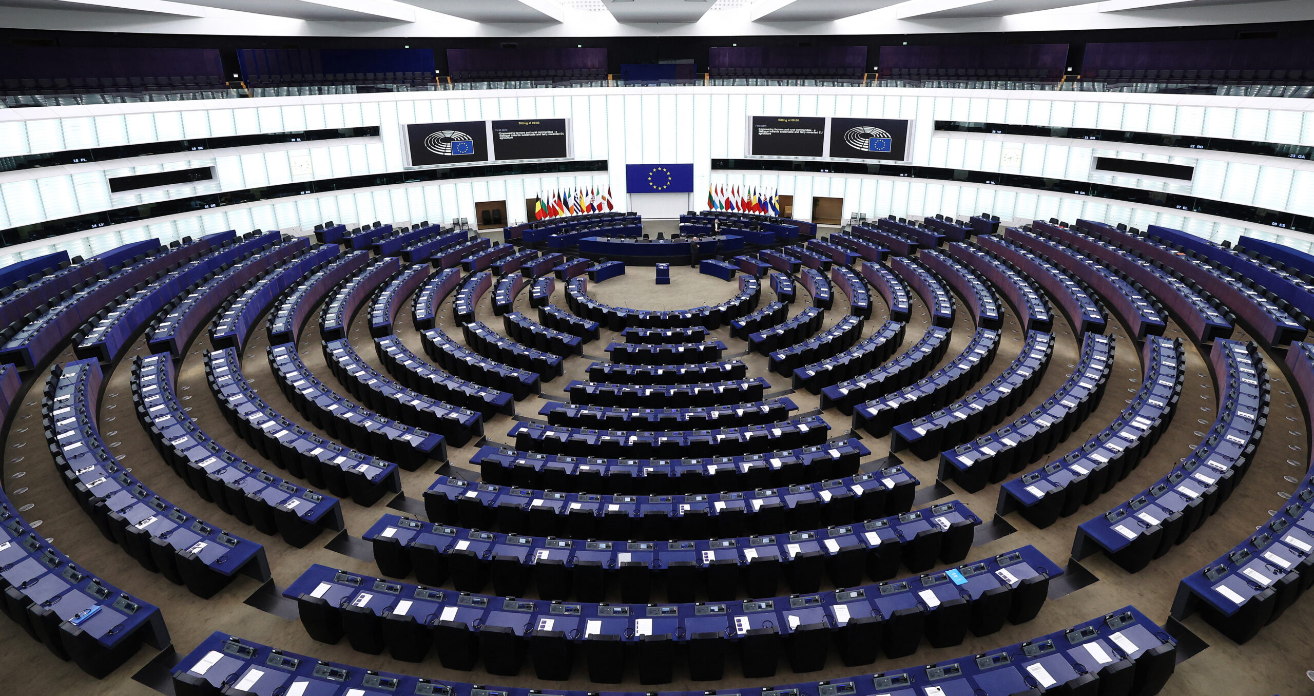 A view of the hemicycle at the European Parliament in Strasbourg, eastern France