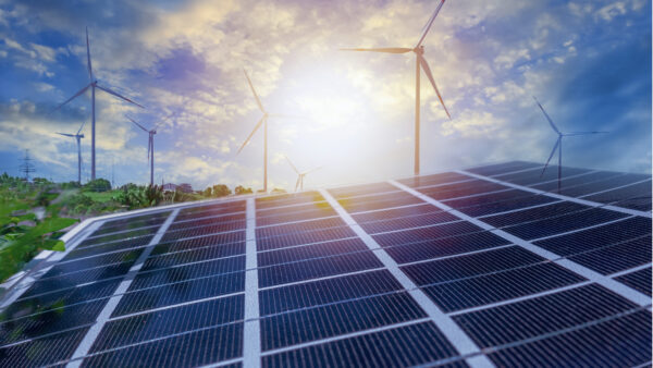 Solar panels and wind turbines, renewable energy Solar panels and wind turbines, renewable energy
