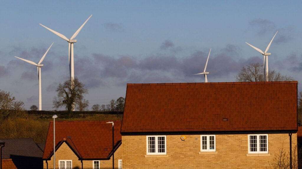 UK houses and wind turbines