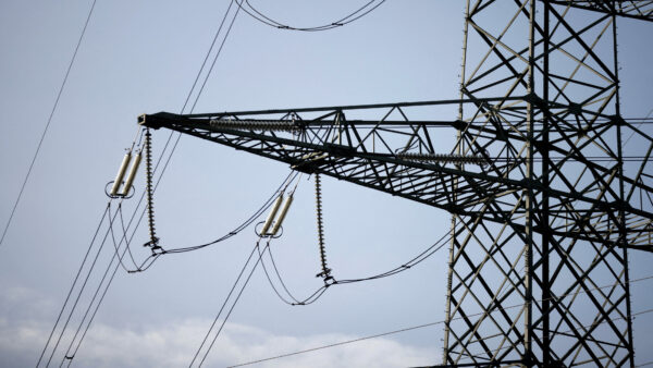 Close-up of electricity pylon