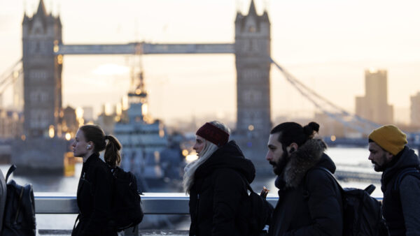 Commuters cross London Bridge