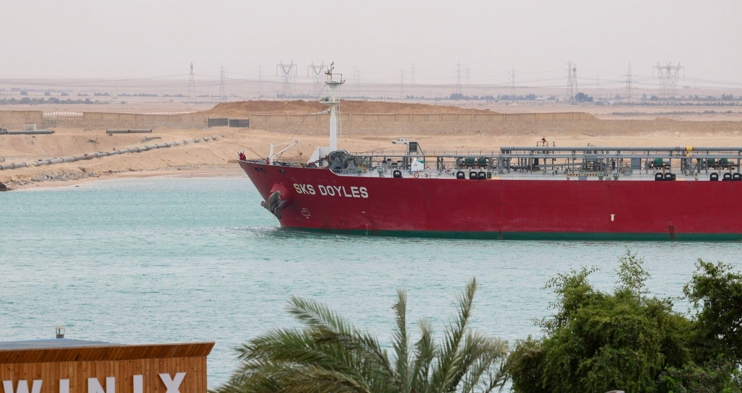 A crude oil tanker in the Suez Canal. Following recent attacks on vessels in the Gulf of Aden, Unctad estimates that transits through the canal are down by more than 40 per cent compared to their peak (Photo: Stringer/Bloomberg) 