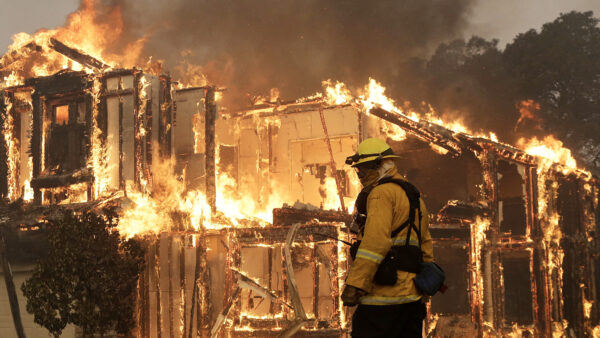 Wildfires, California house fire