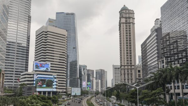 Traffic in the central business district of Jakarta, Indonesia